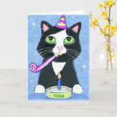 Carte d'anniversaire de garçon Amoureux des chats (Fleur jaune)