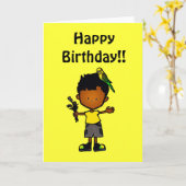 Carte d'anniversaire de garçon de perruche 2 (Fleur jaune)