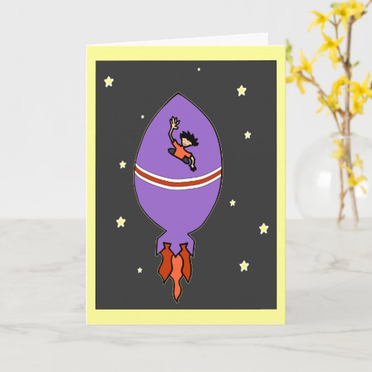 Carte d'anniversaire de garçon de Rocket (Fleur jaune)