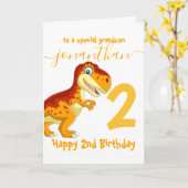 carte d'anniversaire de garçon dinosaure mignonne (Fleur jaune)
