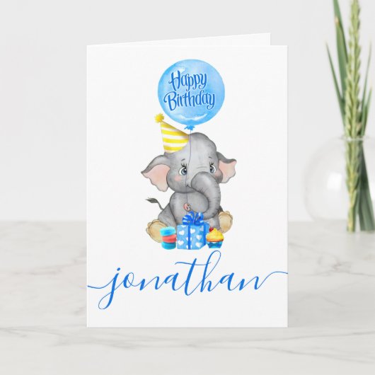 carte d'anniversaire de garçon éléphant (Devant)