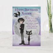 Carte d'anniversaire de garçon gothique mignon ave (Devant)