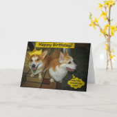 Carte d'anniversaire de gâteau de corgi (Fleur jaune)