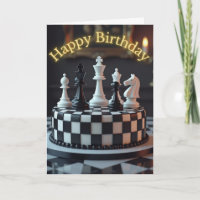 Carte d'anniversaire de gâteau de pièces d'échecs