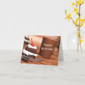 Carte d'anniversaire de gâteau et de café (Fleur jaune)