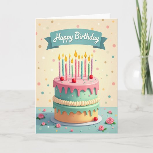 Carte d'anniversaire de gâteau pastel (Devant)