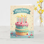 Carte d'anniversaire de gâteau pastel (Fleur jaune)