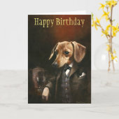Carte d'anniversaire de Gentleman Dachshund (Fleur jaune)