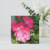 Carte d'anniversaire de géranium rose (Debout devant)