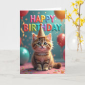 Carte d'anniversaire de Ginger Tabby (Fleur jaune)