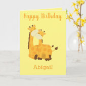 Carte d'anniversaire de girafe (Fleur jaune)
