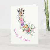 Carte d'anniversaire de girafe florale (Devant)