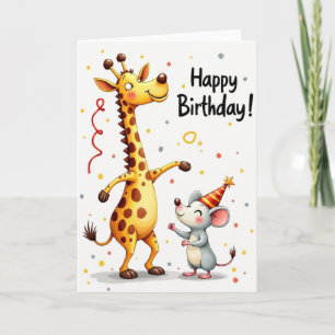 Carte d'anniversaire de girafe joyeuse