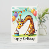 Carte d'anniversaire de girafe mignon (Debout devant)