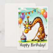 Carte d'anniversaire de girafe mignon (Devant / Derrière)