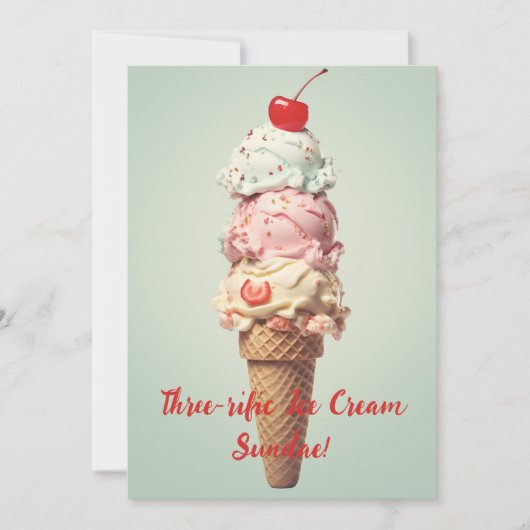 Carte d'anniversaire de glace trois-tastique (Devant)