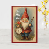 Carte d'anniversaire de gnome vintage (Fleur jaune)