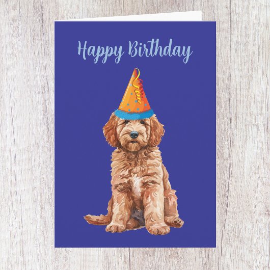 Carte d'anniversaire de Goldendoodle mignonne
