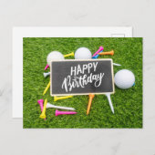 Carte d'anniversaire de golf avec balle de golf et (Devant / Derrière)