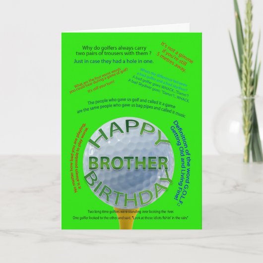Carte d'anniversaire de Golf Jokes pour frère (Devant)