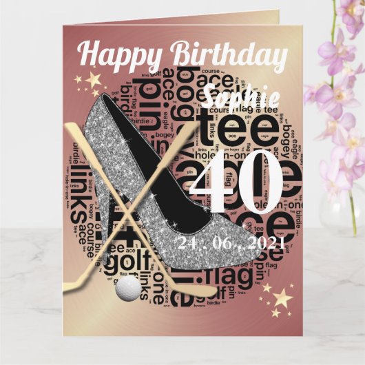 Carte d'anniversaire de golf personnalisée pour da (Orchidée)