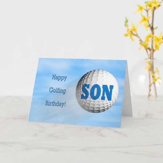 Carte d'anniversaire de golf pour Son (Fleur jaune)