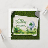 Carte d'anniversaire de golf sur le thème de la Sa (Devant/Arrière en situation)