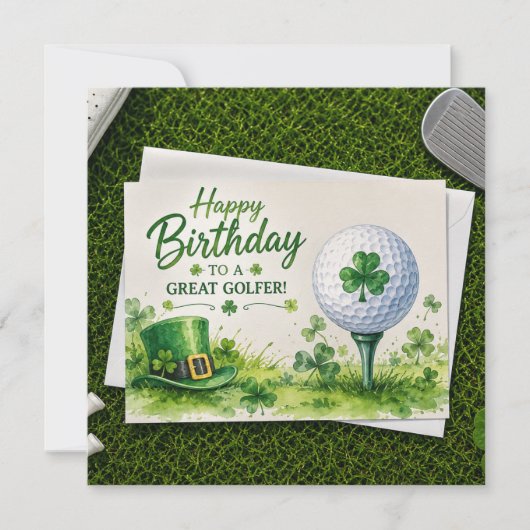 Carte d'anniversaire de golf sur le thème de la Sa (Devant)