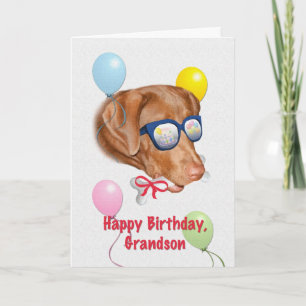 Carte d'anniversaire de Grand-fils avec chien du L