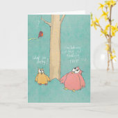 Carte d'anniversaire de grand hibou et de petit (Fleur jaune)