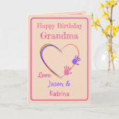 Carte d'anniversaire de grand-mère avec empreintes (Fleur jaune)