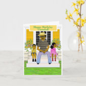 Carte d'anniversaire de grand-père afro-américain (Fleur jaune)
