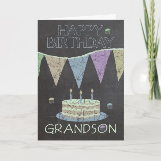 Carte d'anniversaire de Grandson à la carte à mâch (Devant)