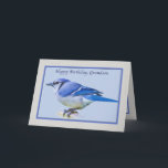 Carte d'anniversaire de Grandson avec Blue Jay Bir<br><div class="desc">Ce joli Jay Bleu a l'air paisible avec sa crête,  qui se tient normalement debout,  couché contre sa tête.  Il fait une belle carte de voeux d'anniversaire.</div>