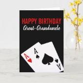 Carte d'anniversaire de Great-Grand-Oncle Poker (Fleur jaune)