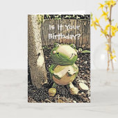 Carte d'anniversaire de grenouille et d'arbre (Fleur jaune)