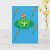 Carte d'anniversaire de grenouille fantaisiste, Ca (Fleur jaune)