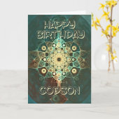 Carte d'anniversaire de grunge fractale pour un fi (Fleur jaune)