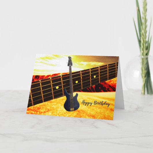 Carte d'anniversaire de guitare électrique dorée (Devant)