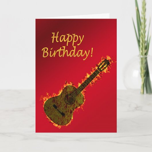 Carte d'anniversaire de guitare flamboyante (Devant)