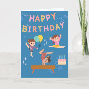 Carte d'anniversaire de gymnastique mignonne pour