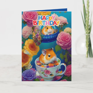 Carte d'anniversaire de hamsters syriens drôles et