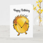 Carte d'anniversaire de hérisson (Fleur jaune)