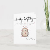 Carte d'anniversaire de Hérisson d'aquarelle migno (Devant)