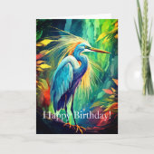 Carte d'anniversaire de Heron brillant, 4" x 5,6"  (Devant)