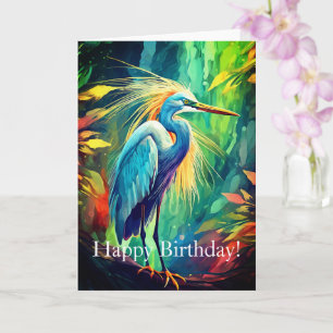 Carte d'anniversaire de Heron brillant, 4" x 5,6" 