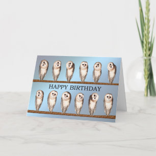Carte d'anniversaire de hibou curieux.