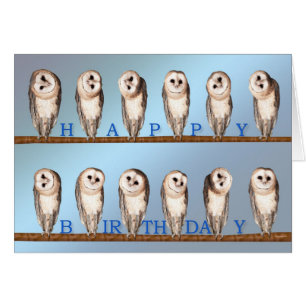 Carte d'anniversaire de hibou curieux.