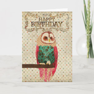 Carte d'anniversaire de hibou de Rosa