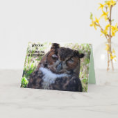 Carte d'anniversaire de hibou joyeux (Fleur jaune)